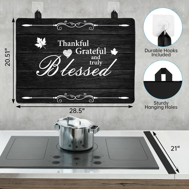 PAHTTO Stove Top Cover for Electric Stove (28.5”x 20.5”), Heat Resistant Glass Cooktop Cover, Multipurpose Stove/Counter/Washer Top Protector, Dishwasher Safe Natural Rubber (Thankful) - Image 3